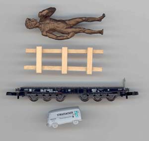 Flat car hauling David